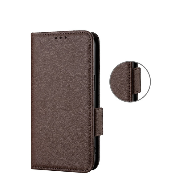 Θήκη με πτερύγιο για Xiaomi Redmi Note 12 5G / POCO X5 5G, Wallet Litchi Magnet, καφέ