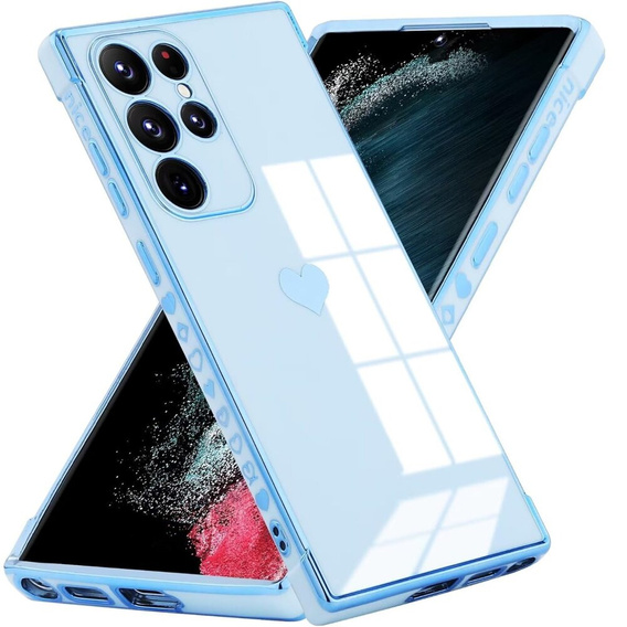 Θήκη για Samsung Galaxy S23 Ultra, Electro heart, μπλε + Full Glue Ceramic Glass