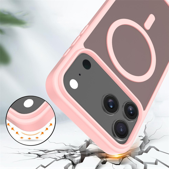 Θήκη Matt για iPhone 17 Pro, για MagSafe, ημιδιαφανές ροζ