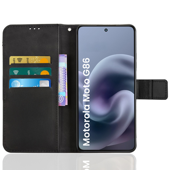 Θήκη με πτερύγιο για Motorola Moto G86 5G, Crazy Horse Wallet, μαύρη