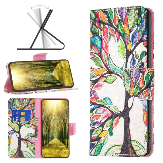 Θήκη με πτερύγιο για Infinix Hot 30, Wallet, tree of life, λευκή