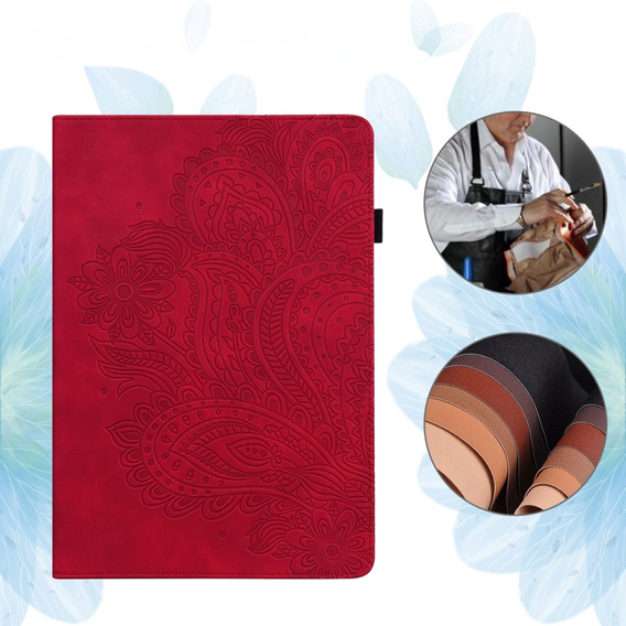 θήκη με πτερύγιο για Xiaomi Redmi Pad SE 11", flower, κόκκινη