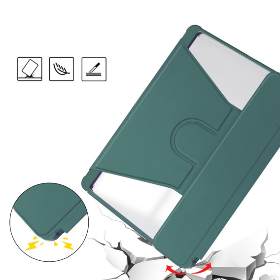 Θήκη πληκτρολογίου για iPad Pro 11" 2024 (5 gen.), Rotary 360° Leather, σκούρα πράσινη