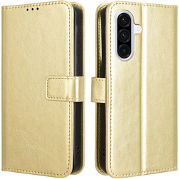 Θήκη με πτερύγιο για Samsung Galaxy A36, Crazy Horse Wallet, χρυσή