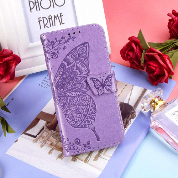 Θήκη με πτερύγιο για Oppo A40 / Oppo A40m, Butterfly, μωβ