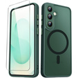 Θήκη για Samsung Galaxy S25+ Plus, για MagSafe, ERBORD Μatt Case, πράσινη + Γυαλί οθόνης