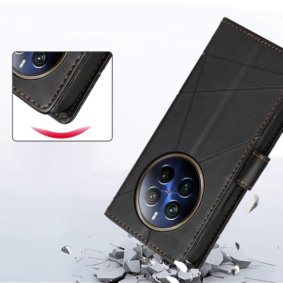 Θήκη με πτερύγιο για Realme 12 Pro 5G / 12 Pro+ 5G, Leather Line Wallet, μαύρη
