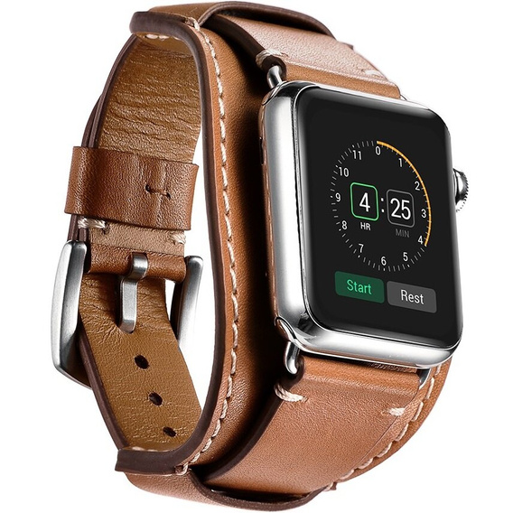 Δερμάτινο λουράκι για Apple Watch 1/2/3/4/5/6/7/8/SE/Ultra 42/44/45/49mm, καφέ
