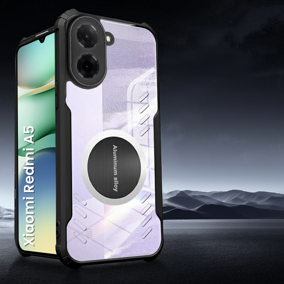 Θήκη για Xiaomi Redmi A5, με μαγνητική πλάκα, διαφανής / μαύρη