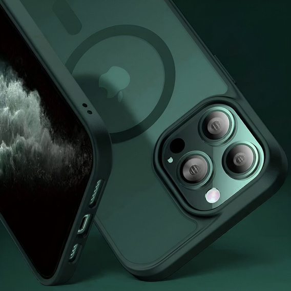 Θήκη για iPhone 11 Pro, για MagSafe, ERBORD Μatt Case, πράσινη + Γυαλί οθόνης
