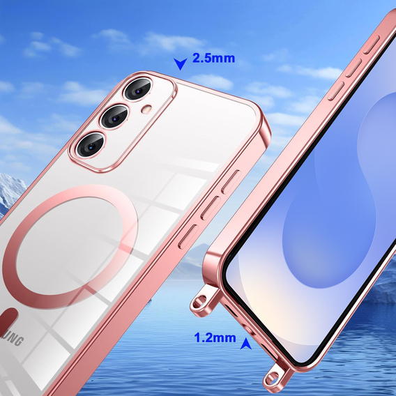Θήκη για Samsung Galaxy S25, Electro MagSafe, ροζ + κορδόνι