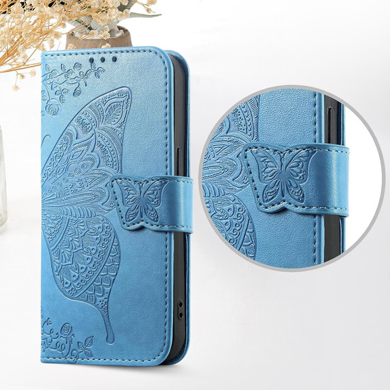 Θήκη με πτερύγιο για Xiaomi Redmi 15C 4G/LTE, Butterfly, μπλε