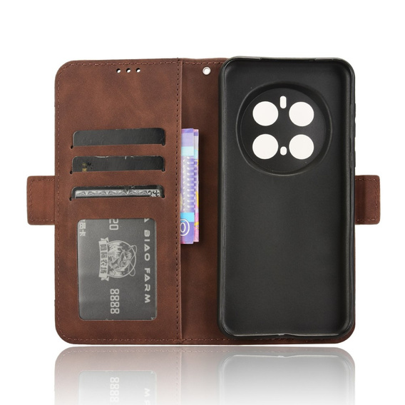 Θήκη με πτερύγιο για Honor Magic 7 Pro, Card Slot, καφέ
