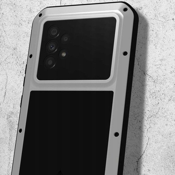 Love Mei Θήκη για Samsung Galaxy A53 5G, armored with glass, ασημένια