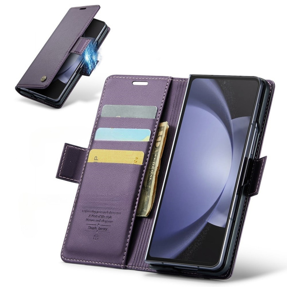 CASEME flip case για Samsung Galaxy Z Fold6 5G, Litchi Wallet, μωβ