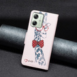 Θήκη με πτερύγιο για Motorola Moto G54 5G, Wallet, giraffe, ροζ