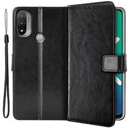Θήκη με πτερύγιο για Motorola Moto E20/E30/E40, Crazy Horse Wallet, μαύρη