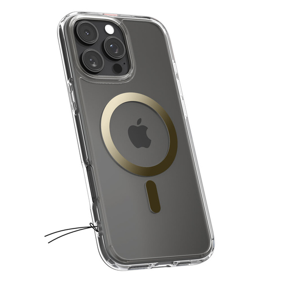 Θήκη MagSafe Spigen για iPhone 16 Pro Max, Ultra Hybrid, διαφανές / χρυσό + Μετριασμένο γυαλί 9H