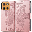Θήκη με πτερύγιο για Motorola Moto G15 / Motorola Moto G15 Power, Butterfly, ροζ rose gold