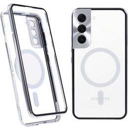 Μαγνητική θήκη MagSafe Dual Glass για Samsung Galaxy S22 Plus, ασημένια