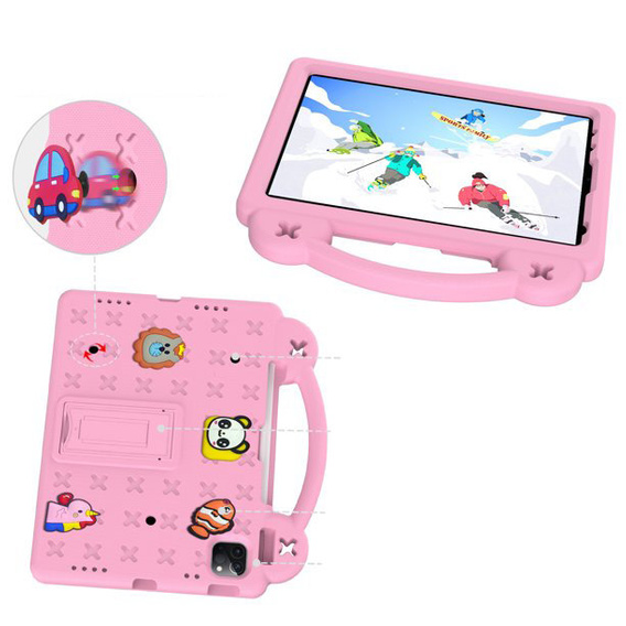 Παιδική θήκη για iPad 10.9 2022 10 Gen, Cute Patterns, με βάση, ροζ