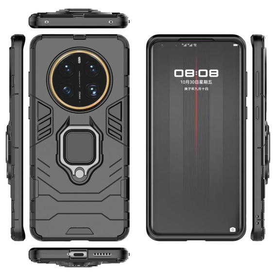 Θήκη για Huawei Mate 50 Pro 4G, Kickstand Ring, μαύρη