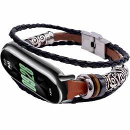 Δερμάτινο λουράκι για Xiaomi Smart Band 10 / 9 / 8, καφέ