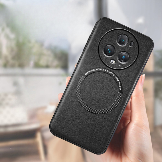 Θήκη για Honor Magic 5 Pro, Leather Hybrid MagSafe, μαύρη