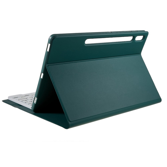 Θήκη + πληκτρολόγιο Galaxy Tab S7+ Plus / S8+ Plus /S7 FE T730 T733, Pen Slot, πράσινη