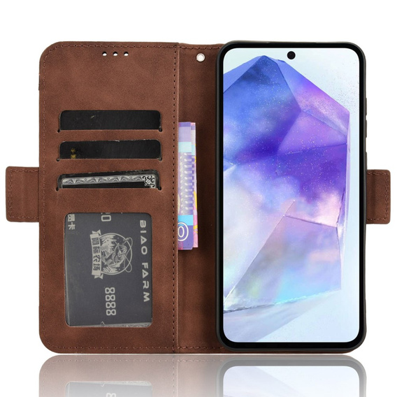 Θήκη με πτερύγιο για Samsung Galaxy A55 5G, Card Slot, καφέ