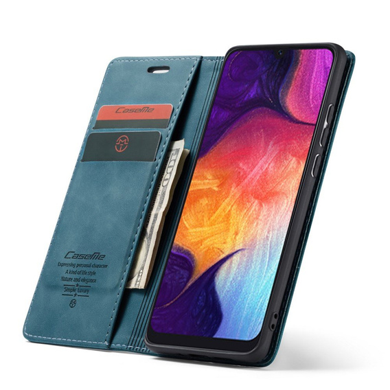 θήκη CASEME για Samsung Galaxy A50, Leather Wallet Case, μπλε