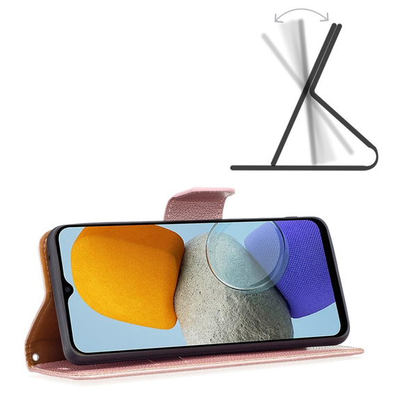 Θήκη με πτερύγιο για Samsung Galaxy M33 5G, Wallet Litchi Magnet, ροζ rose gold