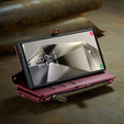 θήκη CASEME για Samsung Galaxy S25 Ultra, RFID Leather Wallet, με λουράκι ώμου, κόκκινη