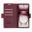 Θήκη για Oppo Reno 12 Pro, ERBORD Glossy Litchi, πορτοφόλι με πτερύγιο, κόκκινη