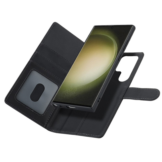 Θήκη με πτερύγιο για Samsung Galaxy S23 Ultra, πορτοφόλι, για MagSafe, μαύρη
