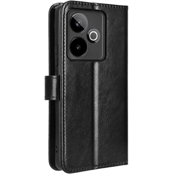 Θήκη με πτερύγιο για Realme GT 7 / 7T, Crazy Horse Wallet, μαύρη
