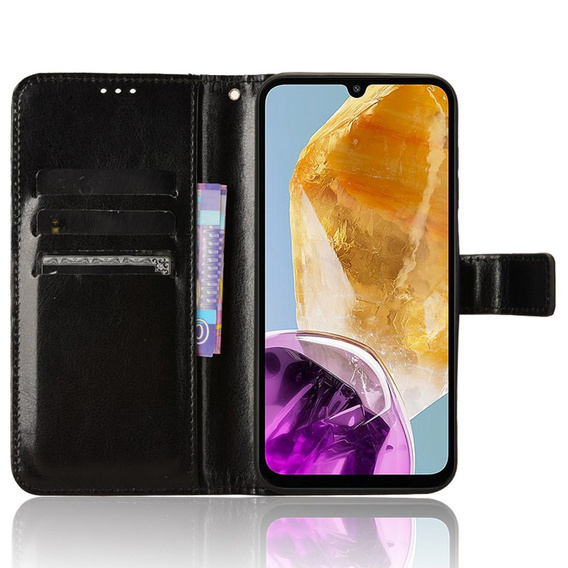 Θήκη με πτερύγιο για Samsung Galaxy M15 5G, Crazy Horse Wallet, μαύρη