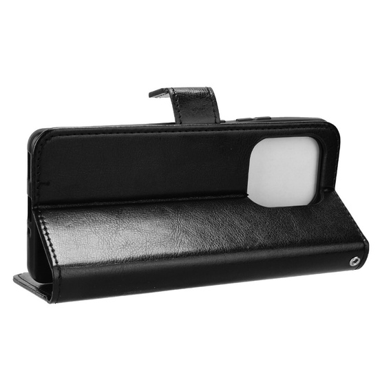 Θήκη με πτερύγιο για Motorola Edge 50 Ultra, Crazy Horse Wallet, μαύρη