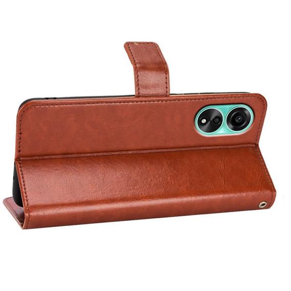Θήκη με πτερύγιο για Oppo A98 5G, Crazy Horse Wallet, καφέ