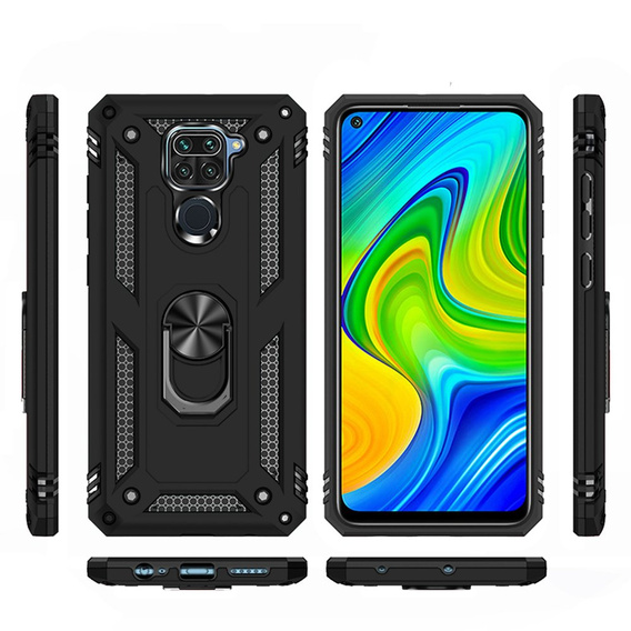 θωρακισμένη θήκη για Xiaomi Redmi Note 9, Nox Case Ring, μαύρη