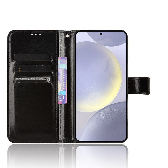 Θήκη με πτερύγιο για Samsung Galaxy S25 FE, Crazy Horse Wallet, μαύρη