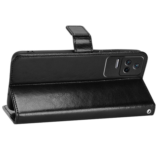 Θήκη με πτερύγιο για Xiaomi Poco F4 5G, Crazy Horse Wallet, μαύρη