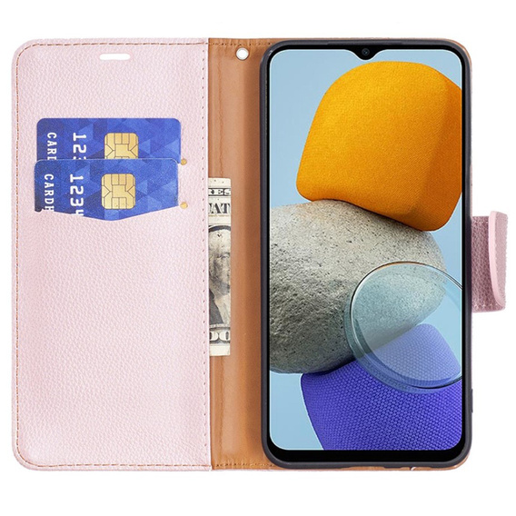 Θήκη με πτερύγιο για Samsung Galaxy M33 5G, Wallet Litchi Magnet, ροζ rose gold