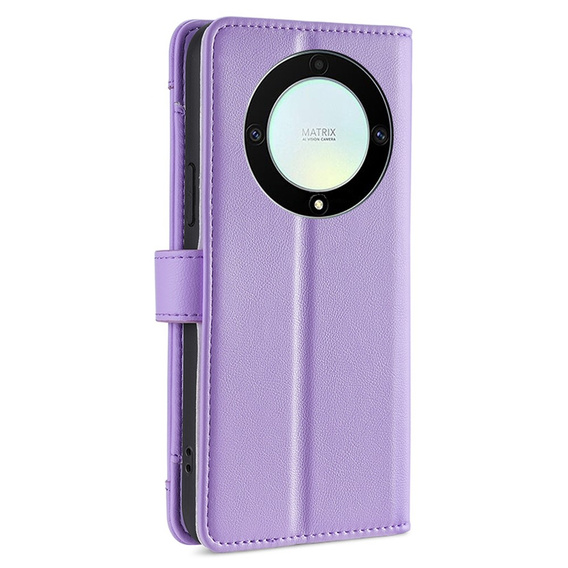 Θήκη με πτερύγιο για Honor Magic5 Lite, Wallet Zipper Pocket, μωβ