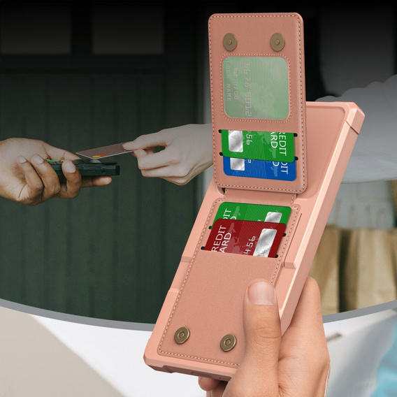Θήκη για Samsung Galaxy S25 Ultra, Card Holder Kickstand, ροζ