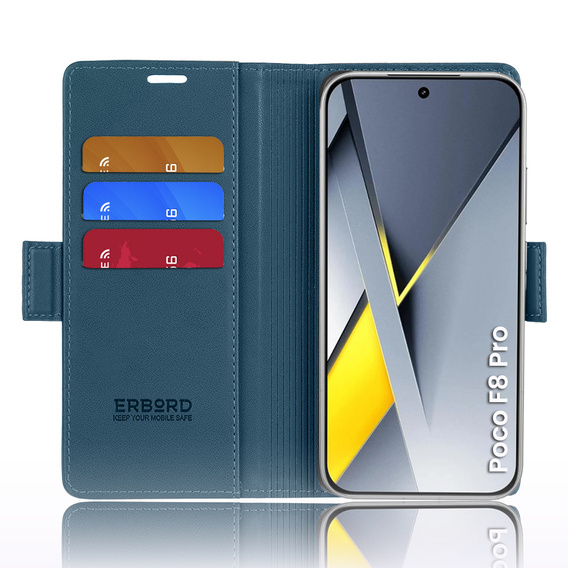 Θήκη με καπάκι ERBORD Glossy Litchi για Xiaomi Poco F8 Pro