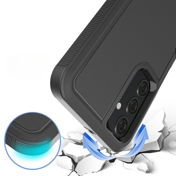 Θωρακισμένη θήκη για Samsung Galaxy A25, διπλής στρώσης, μαύρη + γυαλί 9H