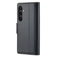 Θήκη για Samsung Galaxy A55, ERBORD Glossy Litchi, πορτοφόλι με πτερύγιο, μαύρη