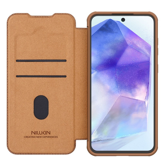 θήκη NILLKIN για Samsung Galaxy A56, CamShield Qin Pro, δερμάτινη, καφέ