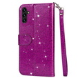 Θήκη με πτερύγιο για Samsung Galaxy A56 5G, Wallet Zipper Pocket Glittery, μωβ